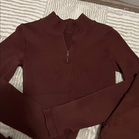 Women's Brown Ribbed Active Set - Picture 2 of 10